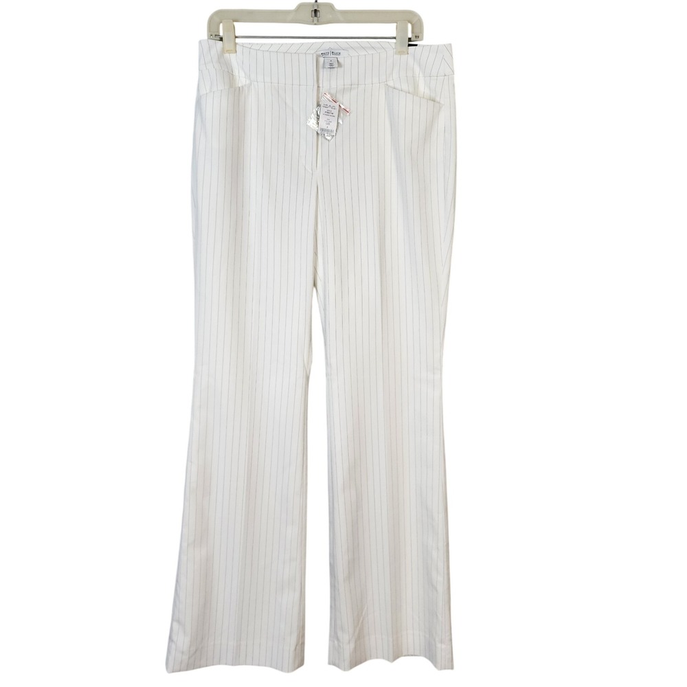 NWT White House Black Market Size 8 Ivory Boot Cut Flare Pinstripe Trouser Pants